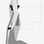 A diagram of a person walking gracefully with ergonomic crutches.